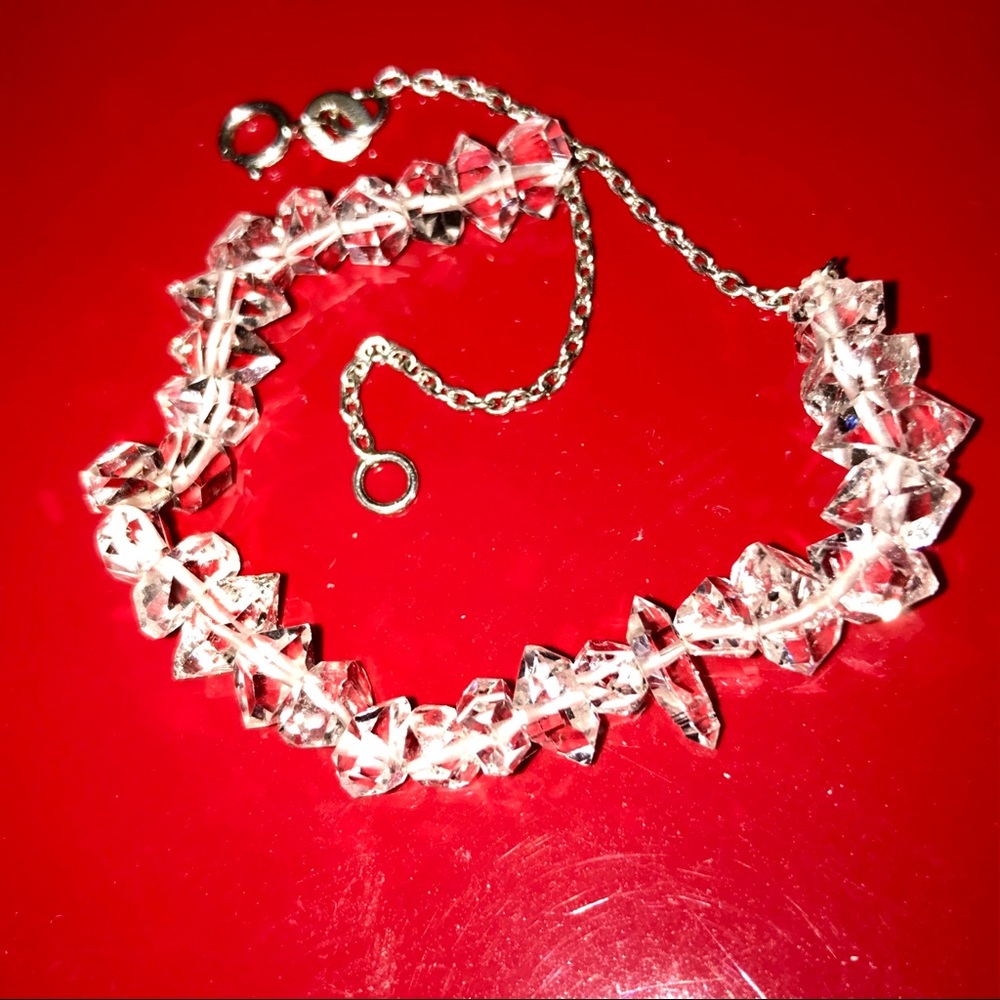 DEB GUYOT CLEAR HERKIMER PROFESSIONALLY CUT+POLISHED DIAMOND BRACELET